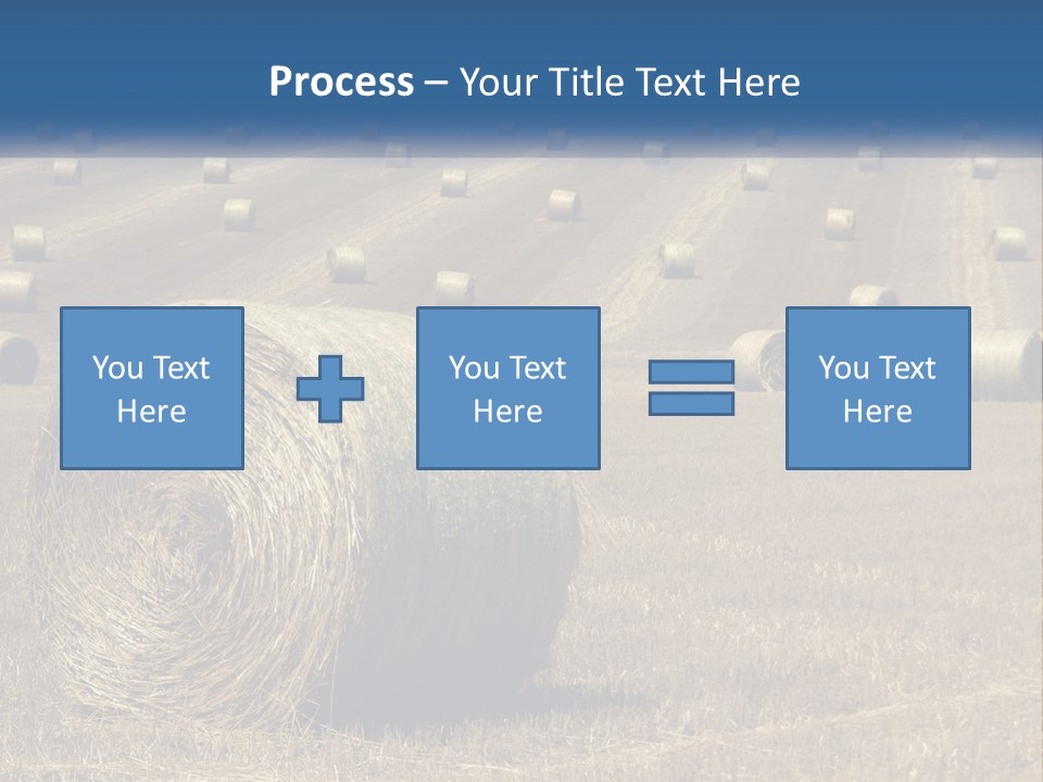 A Field Full Of Hay Bales With A Blue Sky In The Background PowerPoint Template