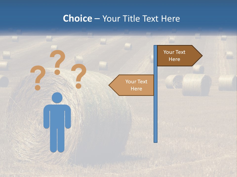 A Field Full Of Hay Bales With A Blue Sky In The Background PowerPoint Template