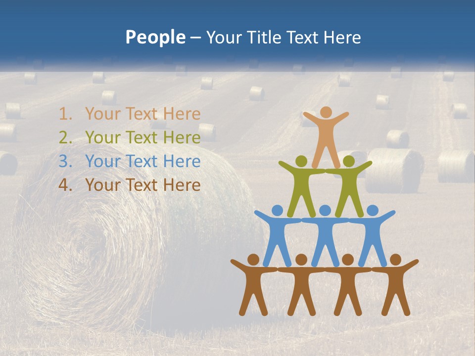 A Field Full Of Hay Bales With A Blue Sky In The Background PowerPoint Template