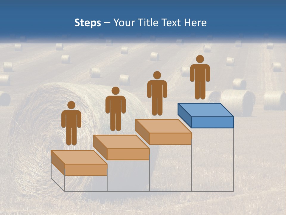 A Field Full Of Hay Bales With A Blue Sky In The Background PowerPoint Template