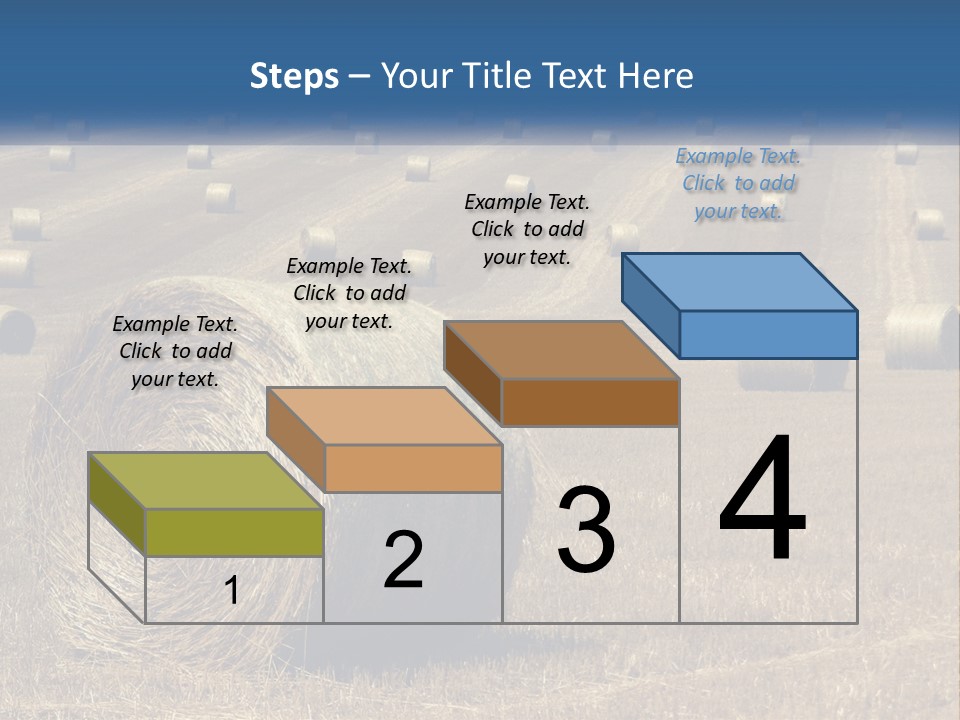 A Field Full Of Hay Bales With A Blue Sky In The Background PowerPoint Template