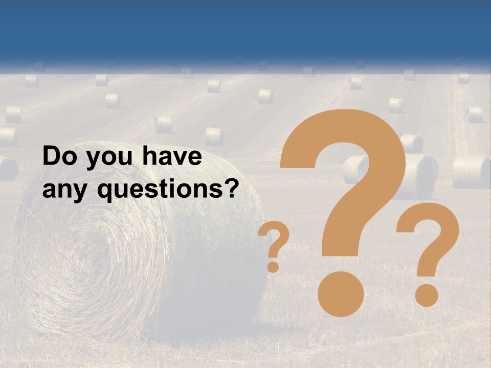 A Field Full Of Hay Bales With A Blue Sky In The Background PowerPoint Template