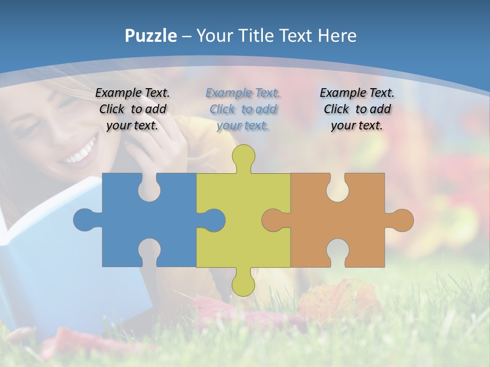 A Woman Laying On The Grass Reading A Book PowerPoint Template