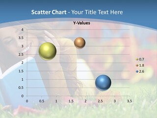 A Woman Laying On The Grass Reading A Book PowerPoint Template