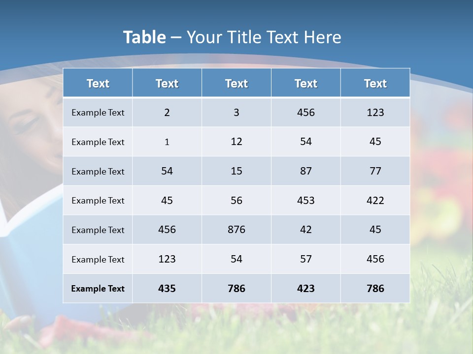 A Woman Laying On The Grass Reading A Book PowerPoint Template