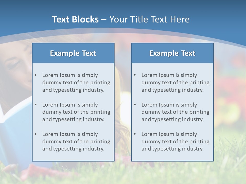 A Woman Laying On The Grass Reading A Book PowerPoint Template