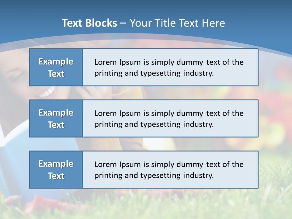 A Woman Laying On The Grass Reading A Book PowerPoint Template