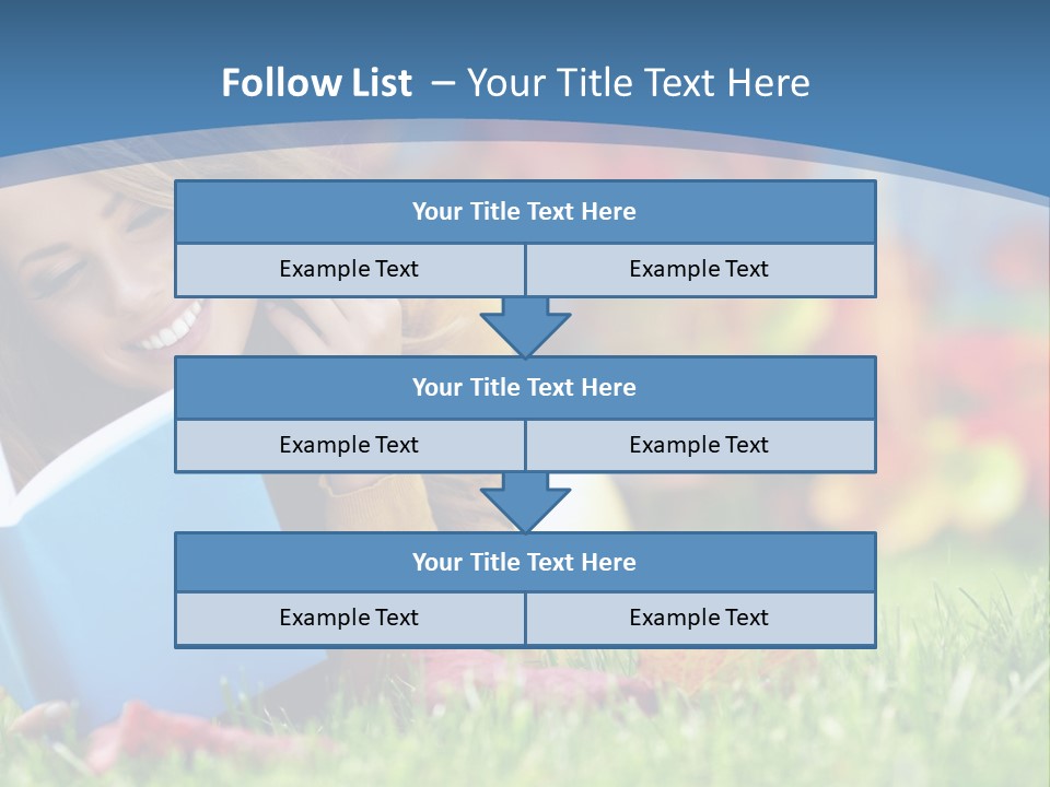 A Woman Laying On The Grass Reading A Book PowerPoint Template