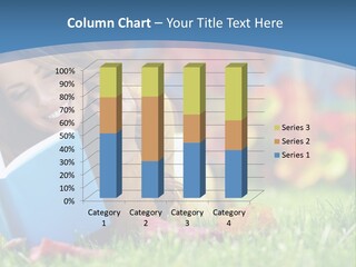 A Woman Laying On The Grass Reading A Book PowerPoint Template