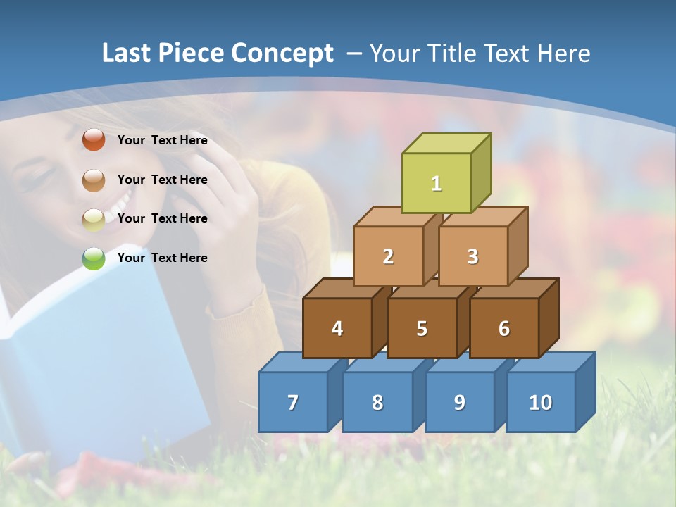 A Woman Laying On The Grass Reading A Book PowerPoint Template