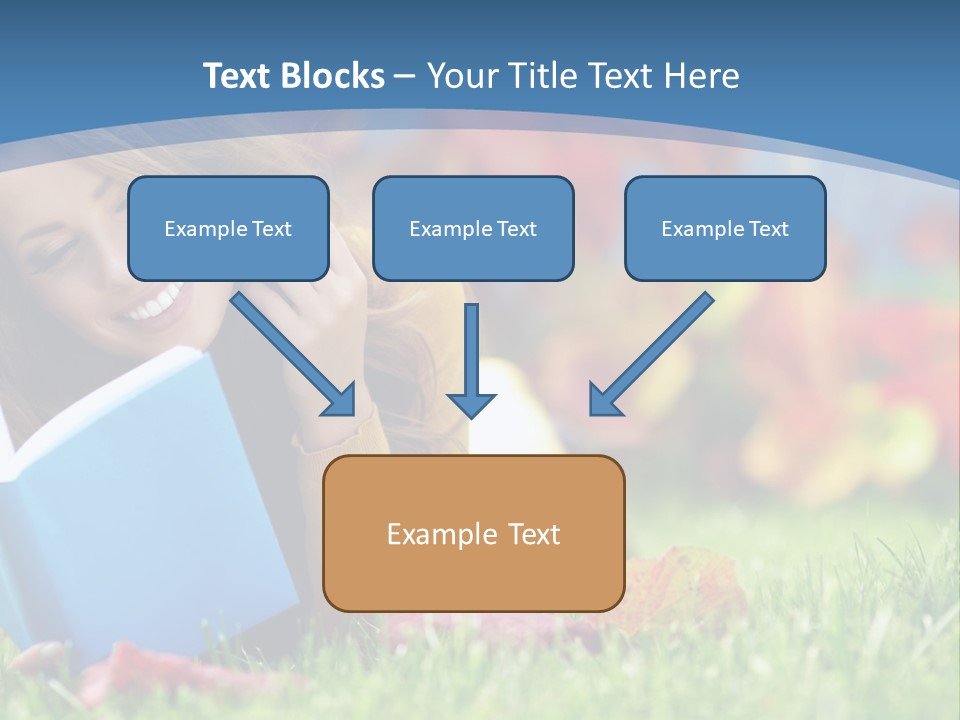 A Woman Laying On The Grass Reading A Book PowerPoint Template