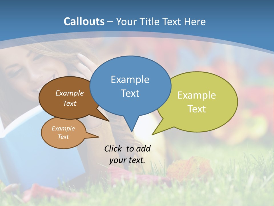 A Woman Laying On The Grass Reading A Book PowerPoint Template