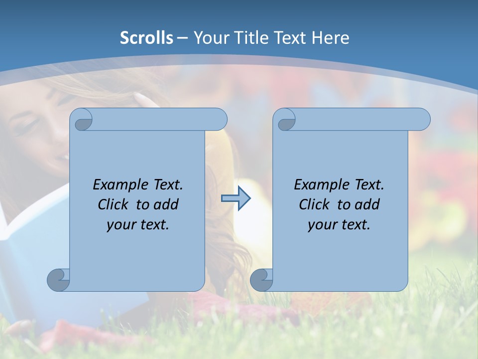 A Woman Laying On The Grass Reading A Book PowerPoint Template