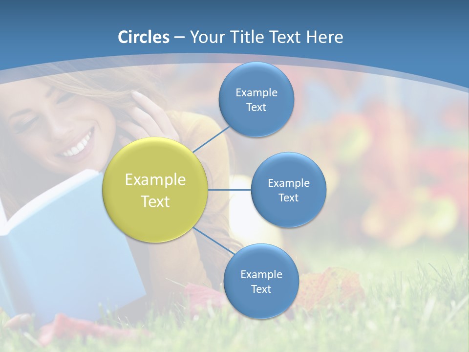 A Woman Laying On The Grass Reading A Book PowerPoint Template