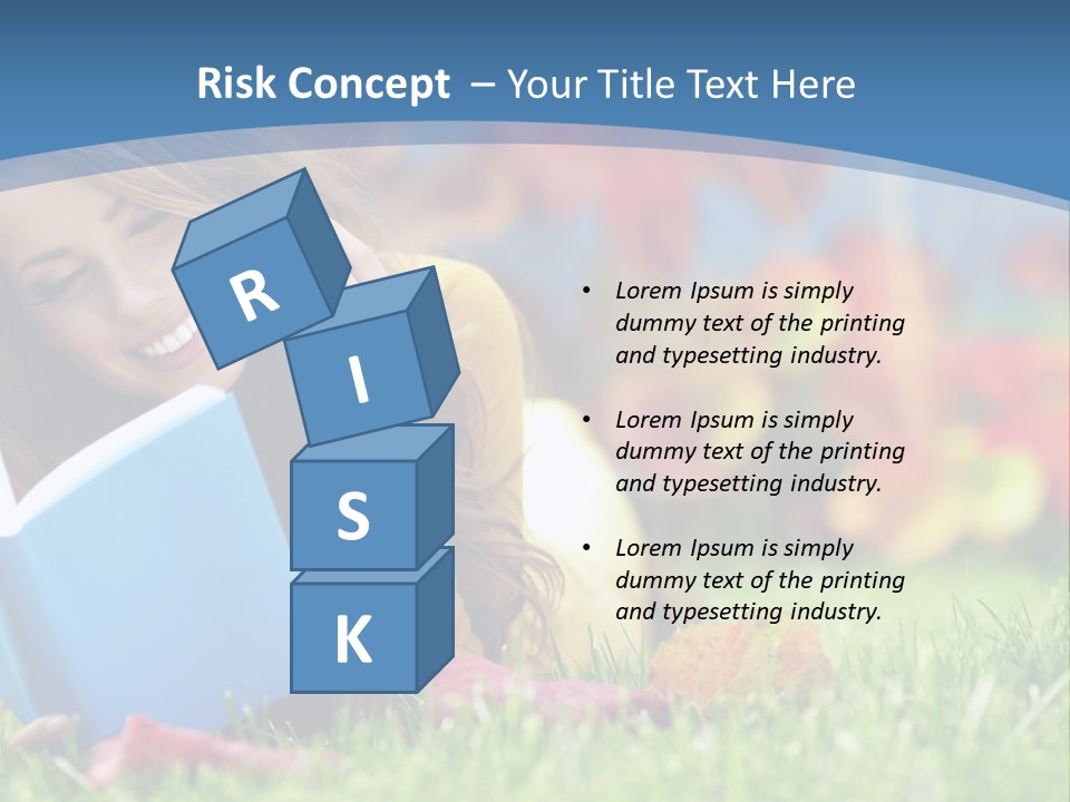 A Woman Laying On The Grass Reading A Book PowerPoint Template