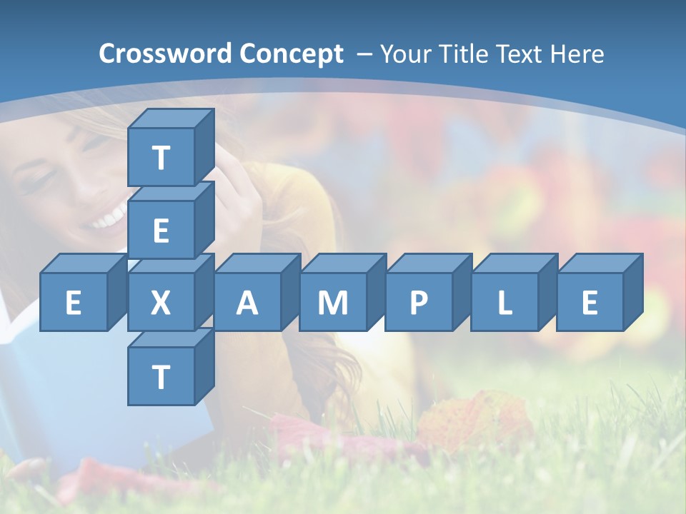 A Woman Laying On The Grass Reading A Book PowerPoint Template