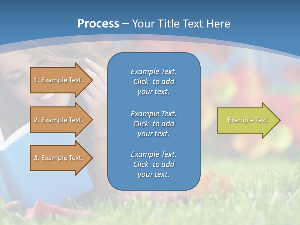 A Woman Laying On The Grass Reading A Book PowerPoint Template