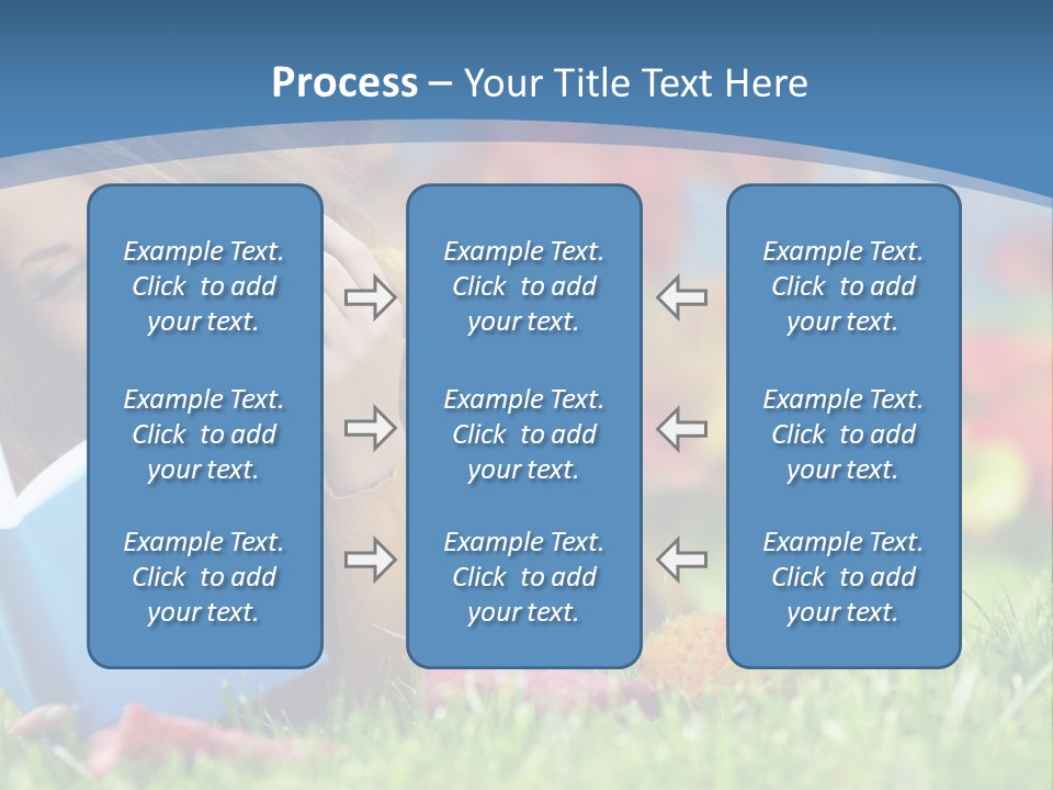 A Woman Laying On The Grass Reading A Book PowerPoint Template