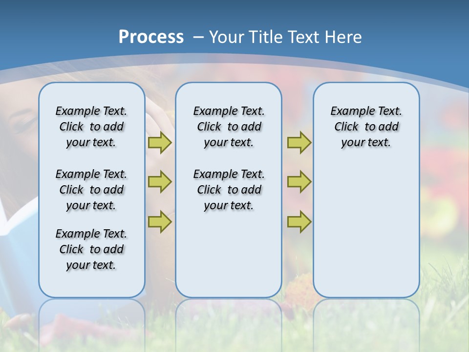 A Woman Laying On The Grass Reading A Book PowerPoint Template