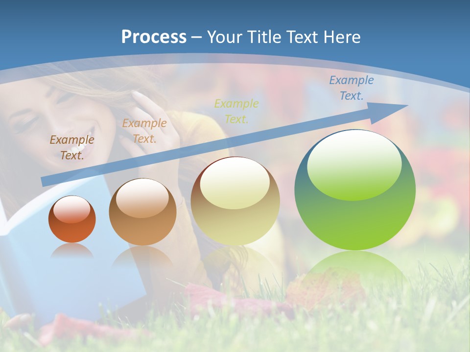 A Woman Laying On The Grass Reading A Book PowerPoint Template