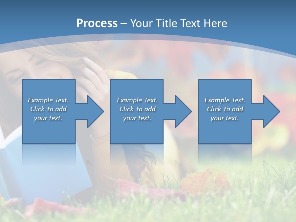 A Woman Laying On The Grass Reading A Book PowerPoint Template