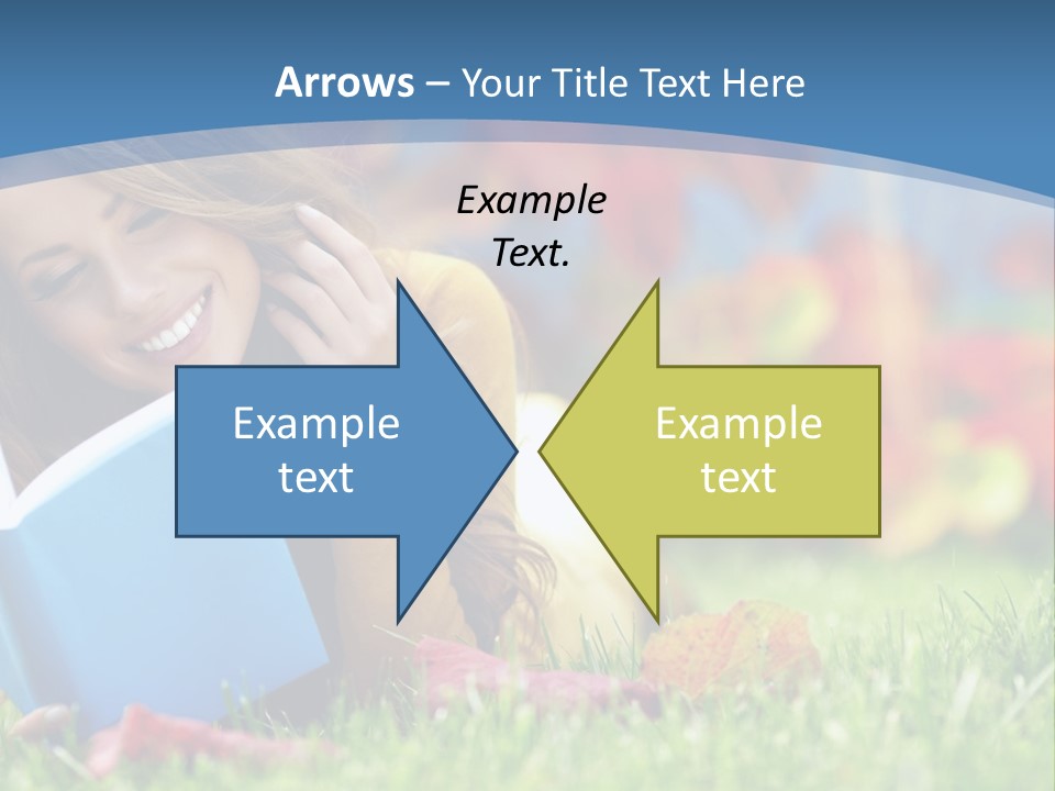 A Woman Laying On The Grass Reading A Book PowerPoint Template