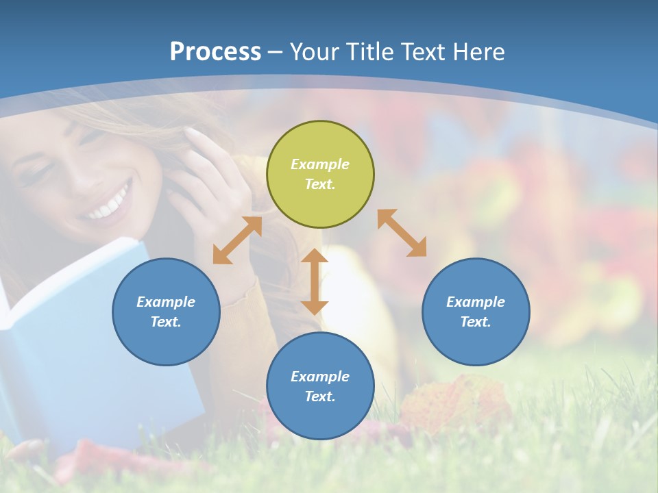 A Woman Laying On The Grass Reading A Book PowerPoint Template