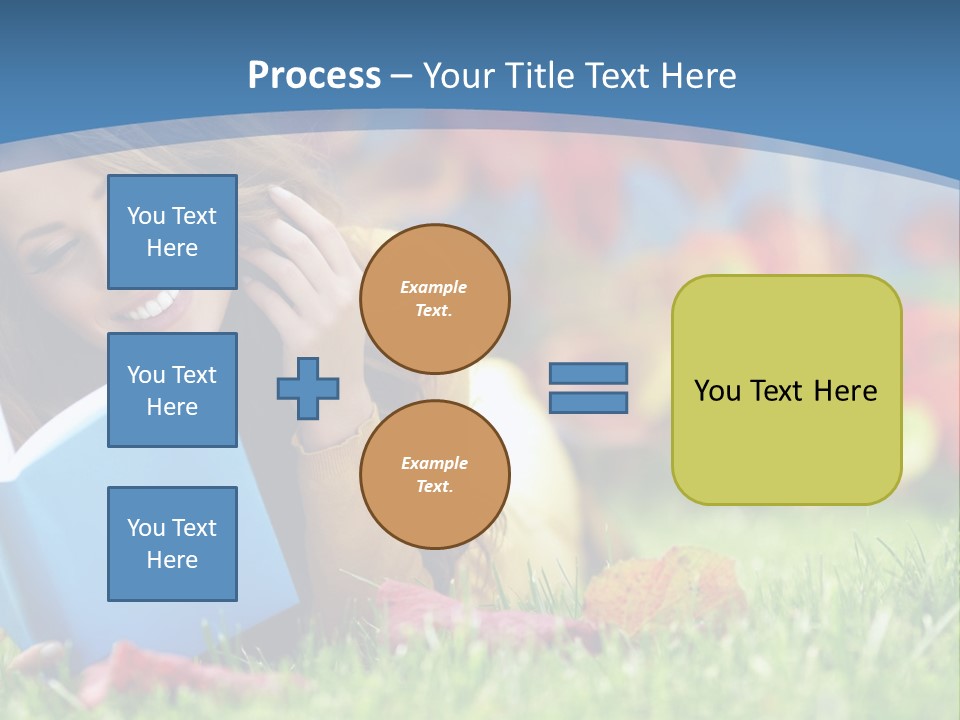 A Woman Laying On The Grass Reading A Book PowerPoint Template