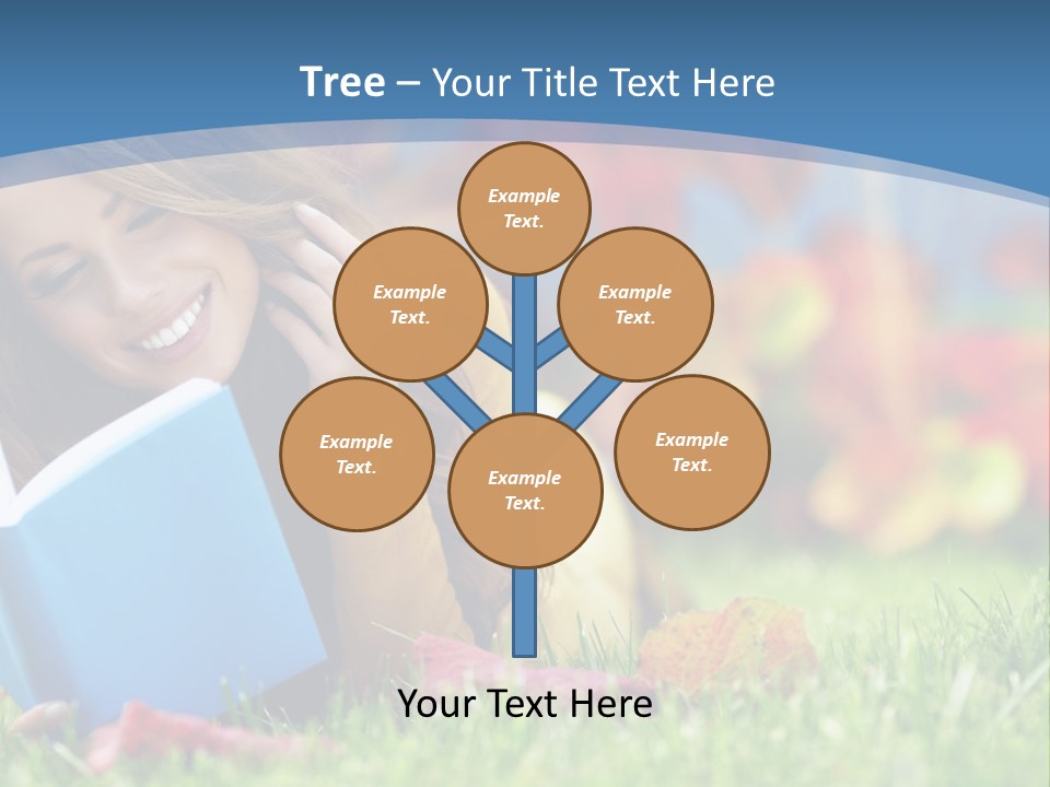 A Woman Laying On The Grass Reading A Book PowerPoint Template