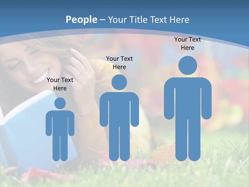 A Woman Laying On The Grass Reading A Book PowerPoint Template