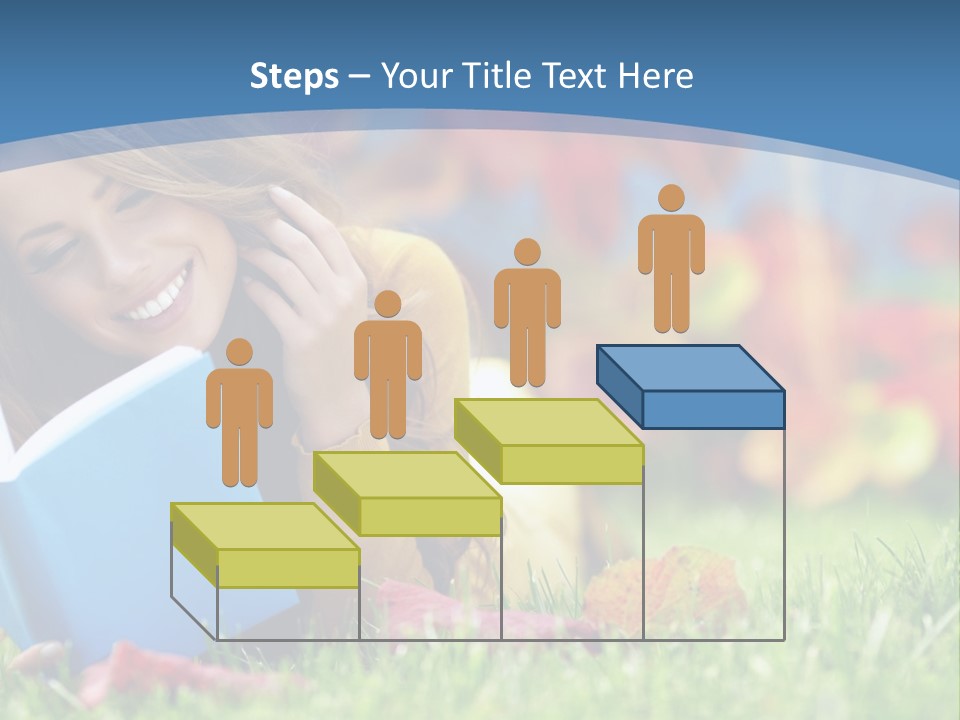 A Woman Laying On The Grass Reading A Book PowerPoint Template