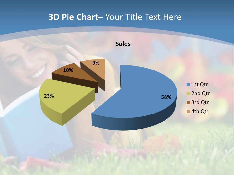A Woman Laying On The Grass Reading A Book PowerPoint Template