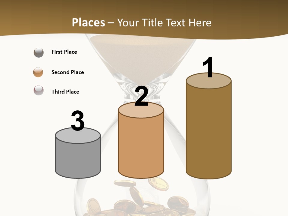 A Hourglass With Coins In It On A White Background PowerPoint Template