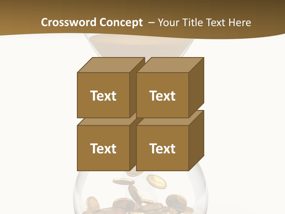 A Hourglass With Coins In It On A White Background PowerPoint Template