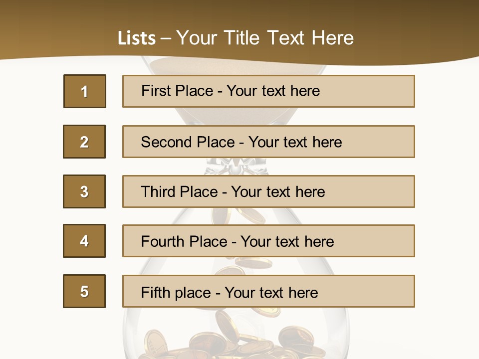 A Hourglass With Coins In It On A White Background PowerPoint Template