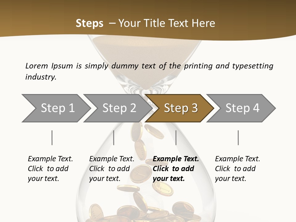 A Hourglass With Coins In It On A White Background PowerPoint Template