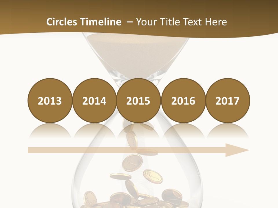 A Hourglass With Coins In It On A White Background PowerPoint Template