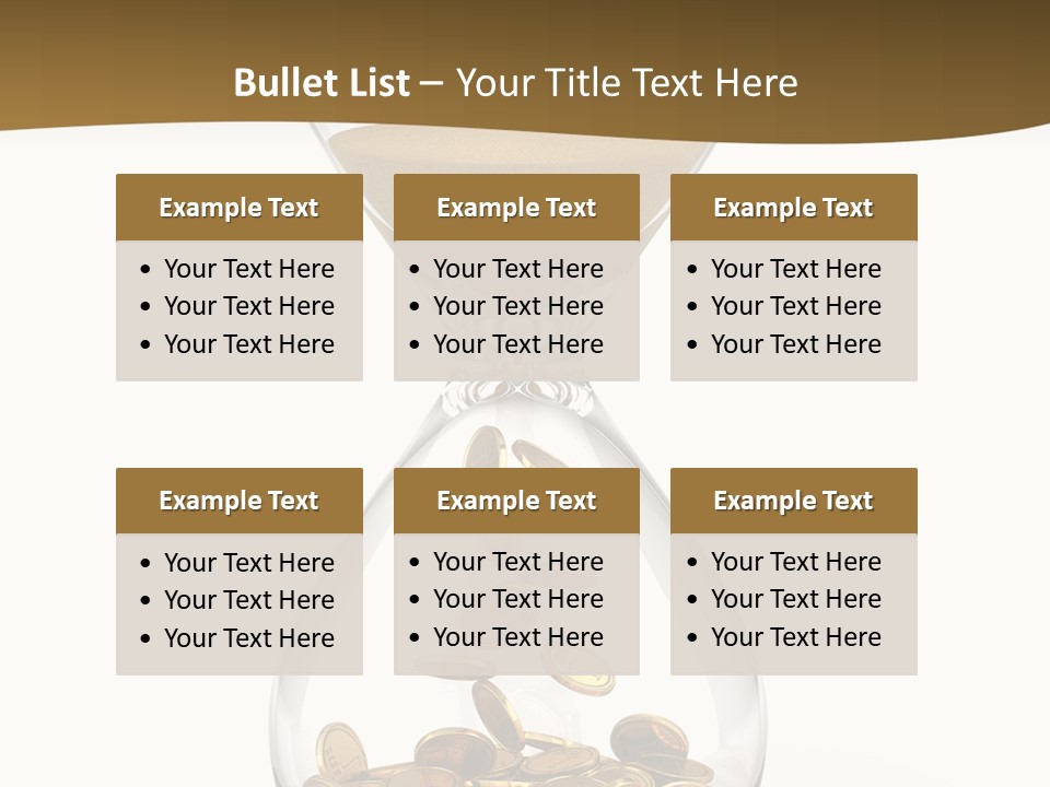 A Hourglass With Coins In It On A White Background PowerPoint Template