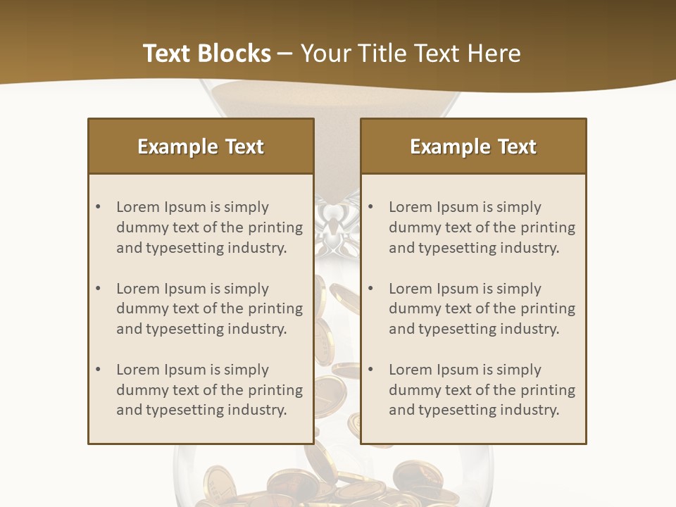 A Hourglass With Coins In It On A White Background PowerPoint Template