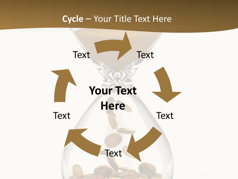 A Hourglass With Coins In It On A White Background PowerPoint Template