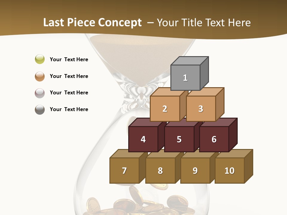 A Hourglass With Coins In It On A White Background PowerPoint Template