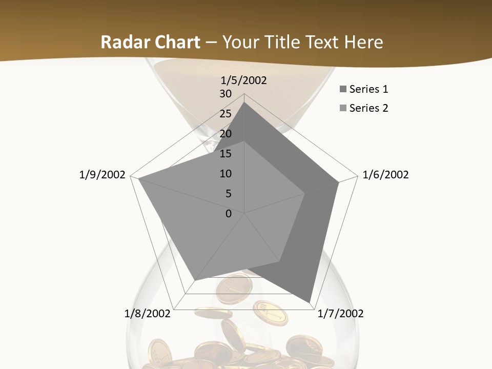 A Hourglass With Coins In It On A White Background PowerPoint Template