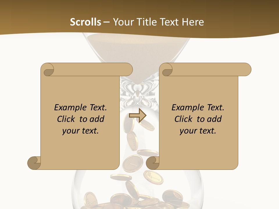 A Hourglass With Coins In It On A White Background PowerPoint Template