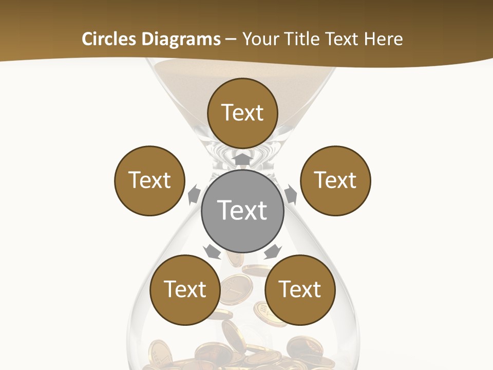 A Hourglass With Coins In It On A White Background PowerPoint Template
