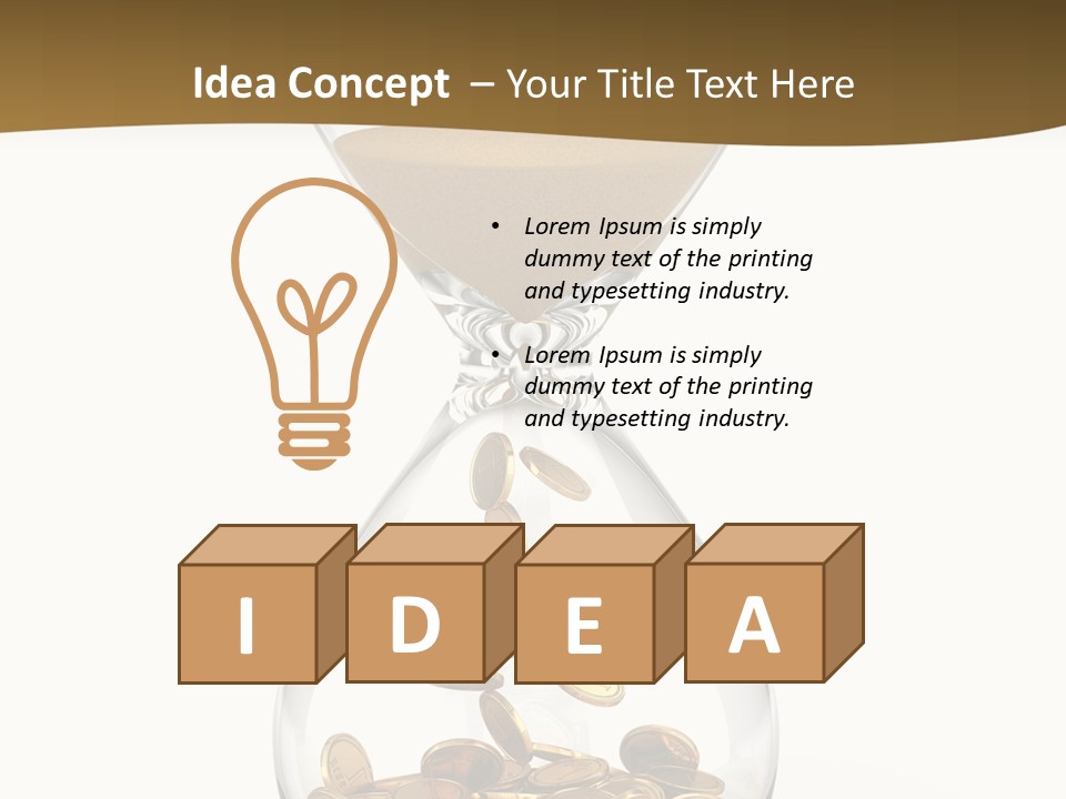 A Hourglass With Coins In It On A White Background PowerPoint Template