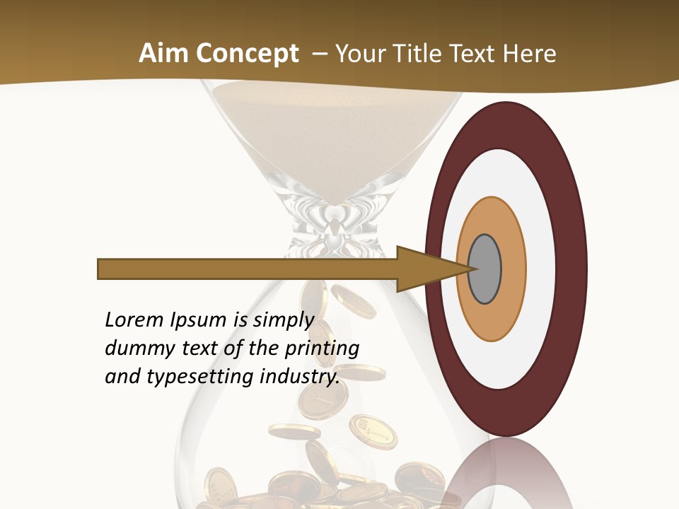 A Hourglass With Coins In It On A White Background PowerPoint Template