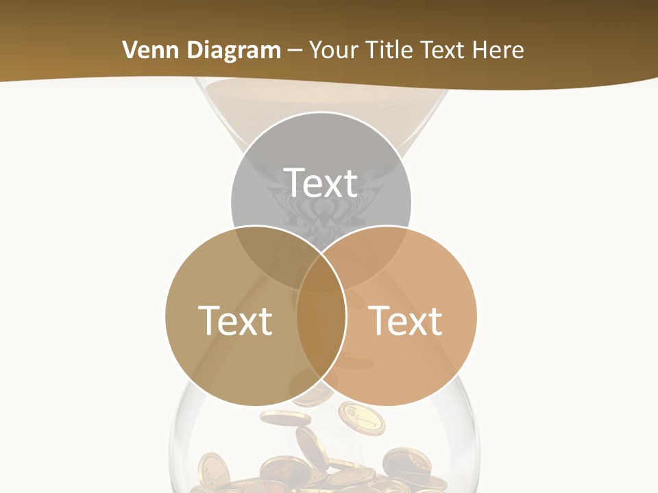 A Hourglass With Coins In It On A White Background PowerPoint Template