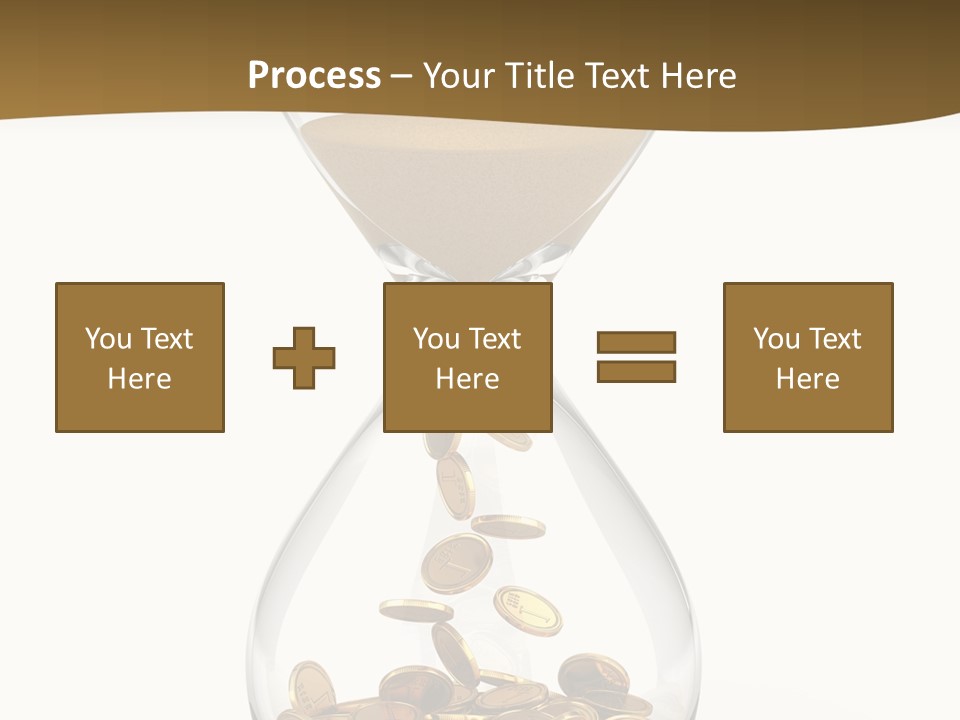 A Hourglass With Coins In It On A White Background PowerPoint Template