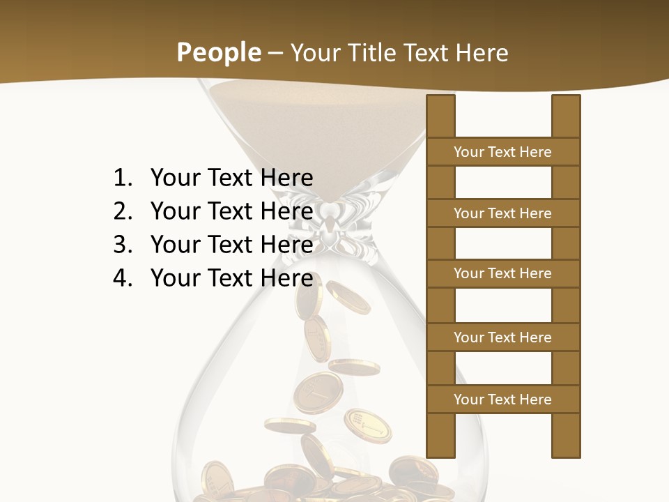 A Hourglass With Coins In It On A White Background PowerPoint Template