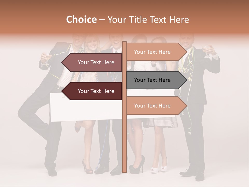 A Group Of People Holding A Large White Sign PowerPoint Template